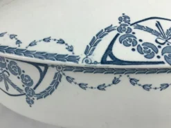 Soupière Terre de Fer ovale Sarreguemines décor bleu jeans