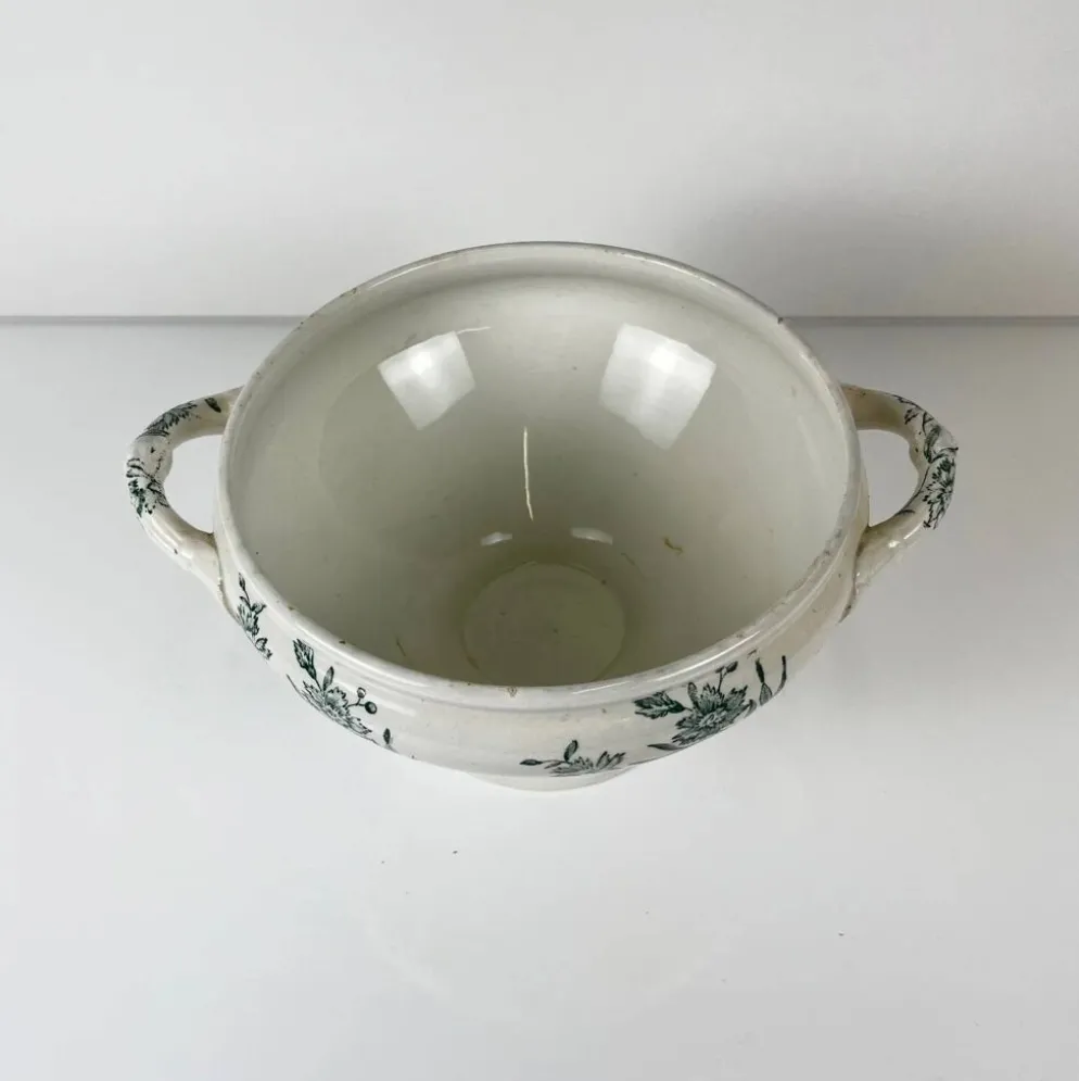 Soupière terre de fer Pexonne "Lucrèce" XIXe, vert