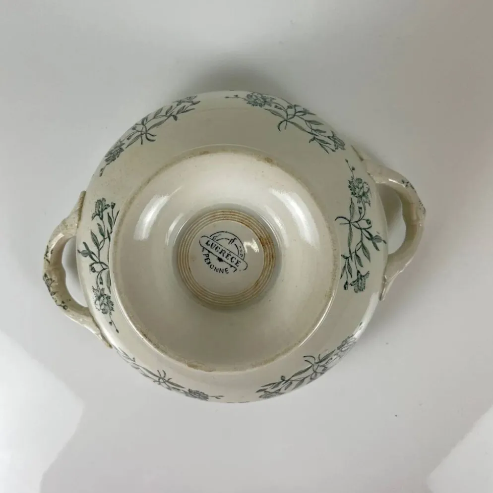 Soupière terre de fer Pexonne "Lucrèce" XIXe, vert