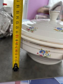 Soupière vintage fleurs art déco Versailles porcelaine opaque