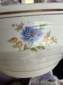 Soupière vintage fleurs art déco Versailles porcelaine opaque