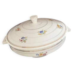 Soupière vintage fleurs art déco Versailles porcelaine opaque