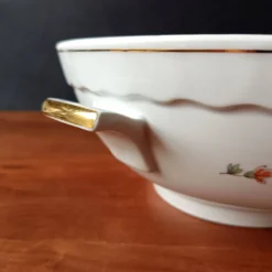 Soupière vintage, porcelaine Vitriam France, Phoenix sur une branche fleuri