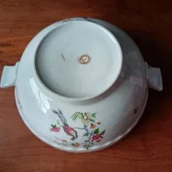 Soupière vintage, porcelaine Vitriam France, Phoenix sur une branche fleuri