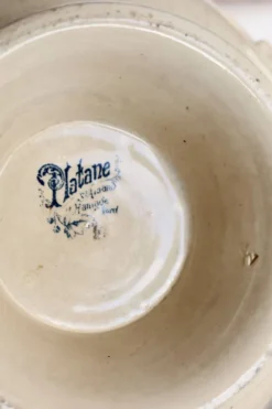 Soupière vintage terre de fer Saint Amand Hamage Nord modèle Platane bleu