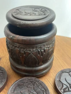 6 sous verre en bois 1980