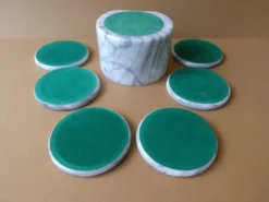 6 sous verre en marbre des années 80