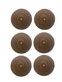 6 sous-verres en rotin tressé à la main – style ethnique naturel