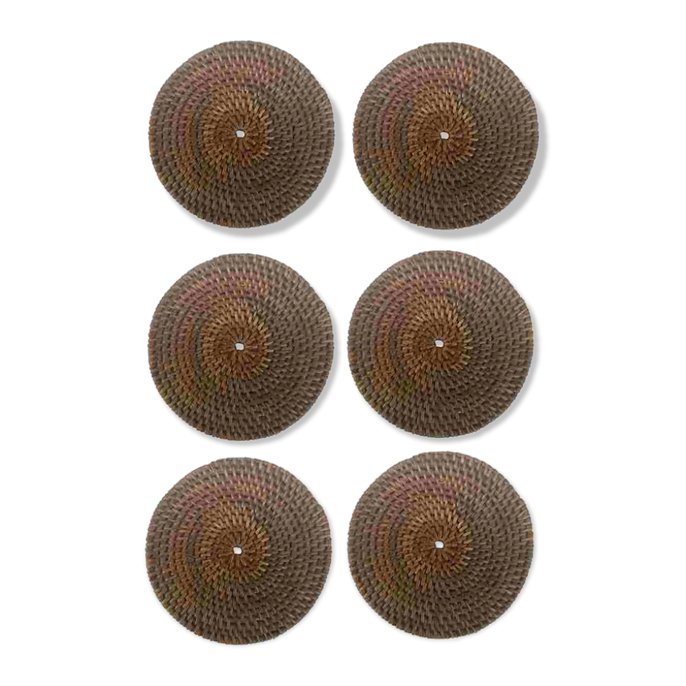 6 sous-verres en rotin tressé à la main – style ethnique naturel