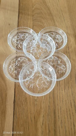 6 sous verres en verre