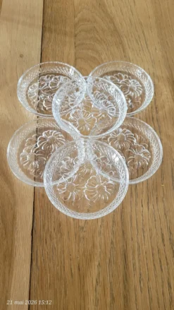 6 sous verres en verre