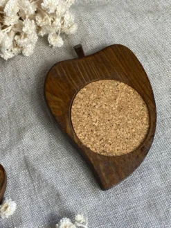 Sous-verres tranche de poire en liège et bois