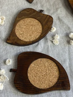 Sous-verres tranche de poire en liège et bois