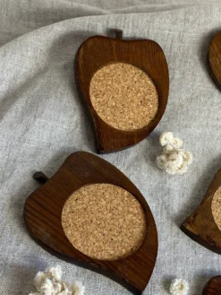 Sous-verres tranche de poire en liège et bois