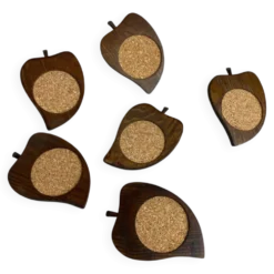 Sous-verres tranche de poire en liège et bois