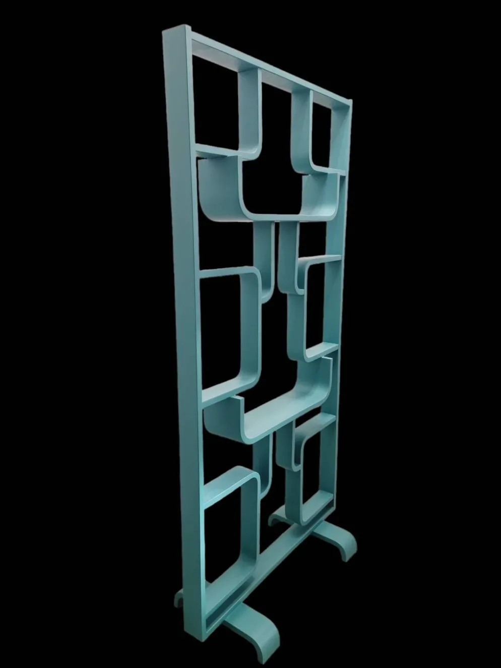 Séparateur de pièce du milieu du siècle par Ludvik Volak dans une couleur turquoise foncé, entièrement rénové, tchèque 1960