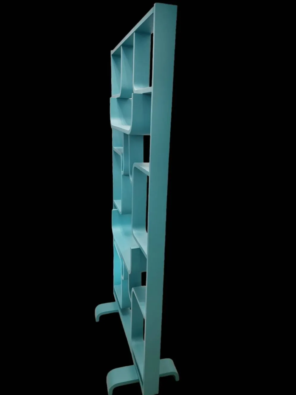 Séparateur de pièce du milieu du siècle par Ludvik Volak dans une couleur turquoise foncé, entièrement rénové, tchèque 1960