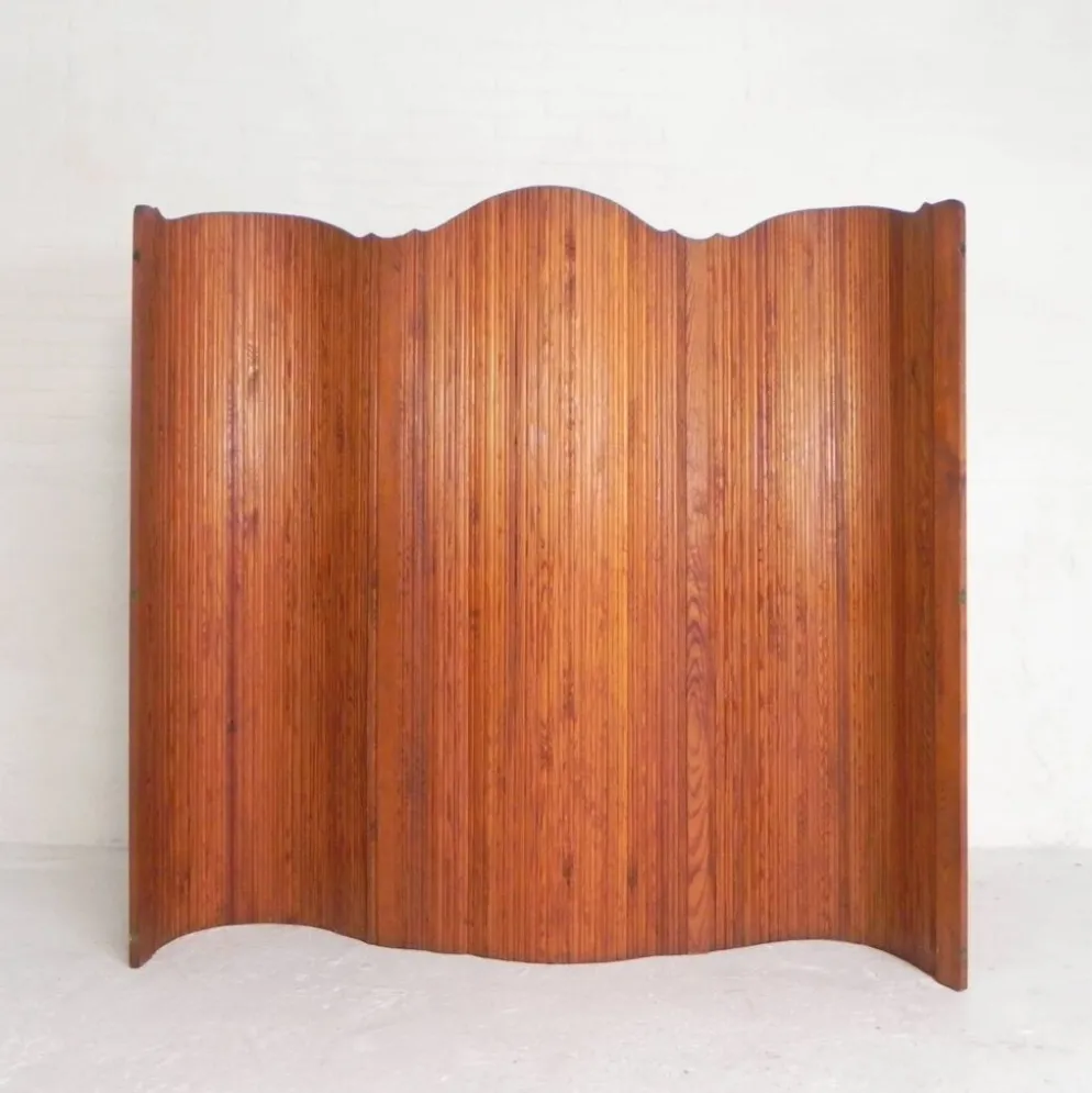 Séparateur de pièce S.N.S.A. avec lattes de pin style Baumann, années 1950
