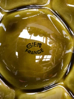 Série 6 anciennes assiettes à huîtres gien céramique verte vintage