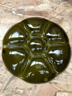 Série 6 anciennes assiettes à huîtres gien céramique verte vintage