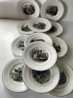 Série complète 12 assiettes Digoin Sarreguemines – Les 12 mois (1900-1920)