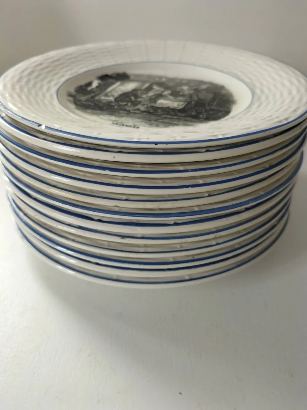 Série complète 12 assiettes Digoin Sarreguemines – Les 12 mois (1900-1920)