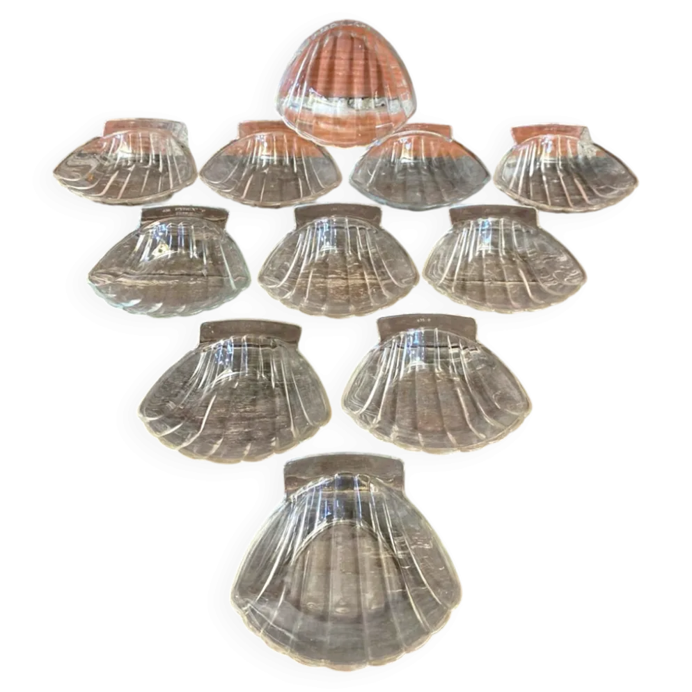 Série 11 Coupelles PYREX Forme Coquille St Jacques Verre Moulé France