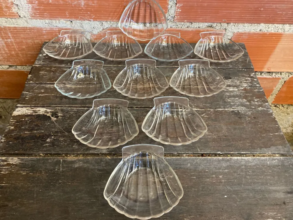 Série 11 Coupelles PYREX Forme Coquille St Jacques Verre Moulé France