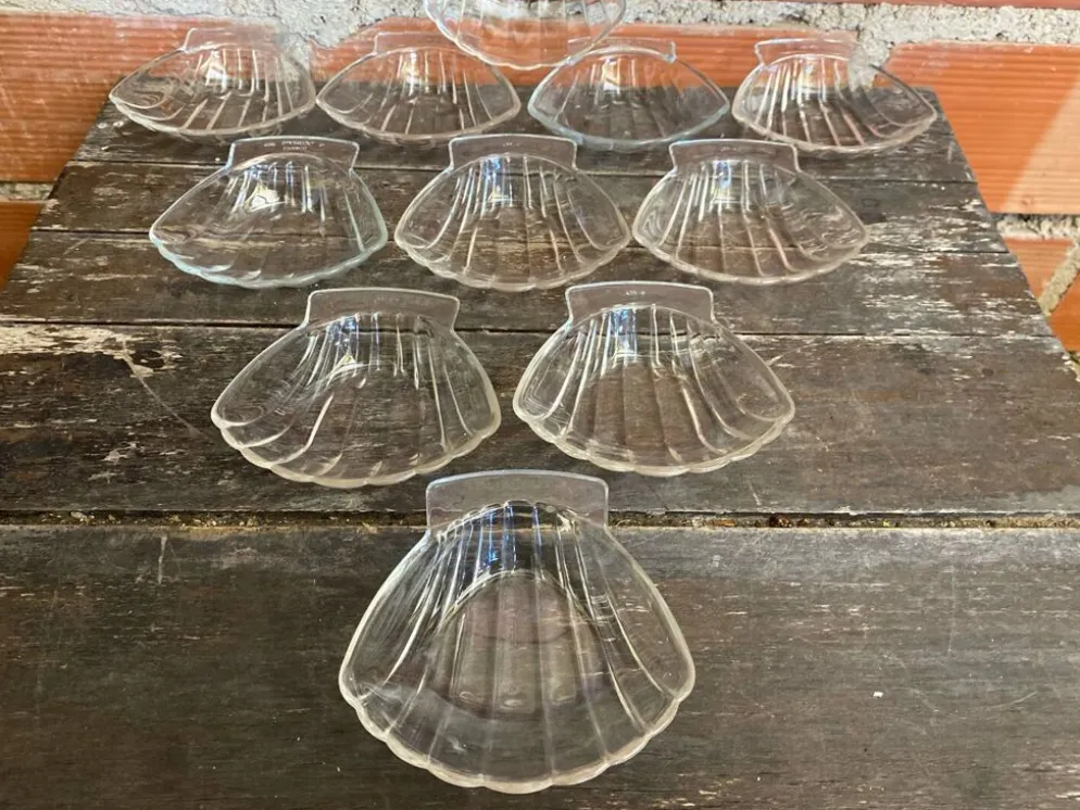 Série 11 Coupelles PYREX Forme Coquille St Jacques Verre Moulé France