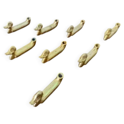 Série de 8 anciens portes couteaux privilège metal doré canard vintage