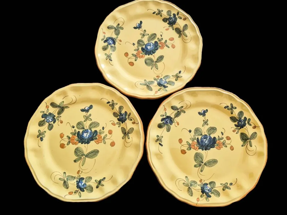 Série de 10 assiettes à dessert vintage Martres-Tolosane Décor Rose Bleue
