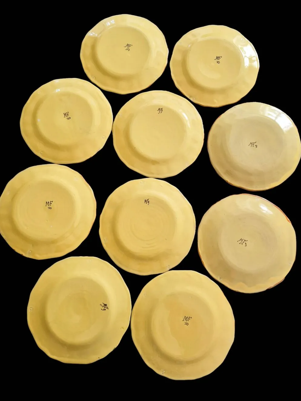 Série de 10 assiettes à dessert vintage Martres-Tolosane Décor Rose Bleue