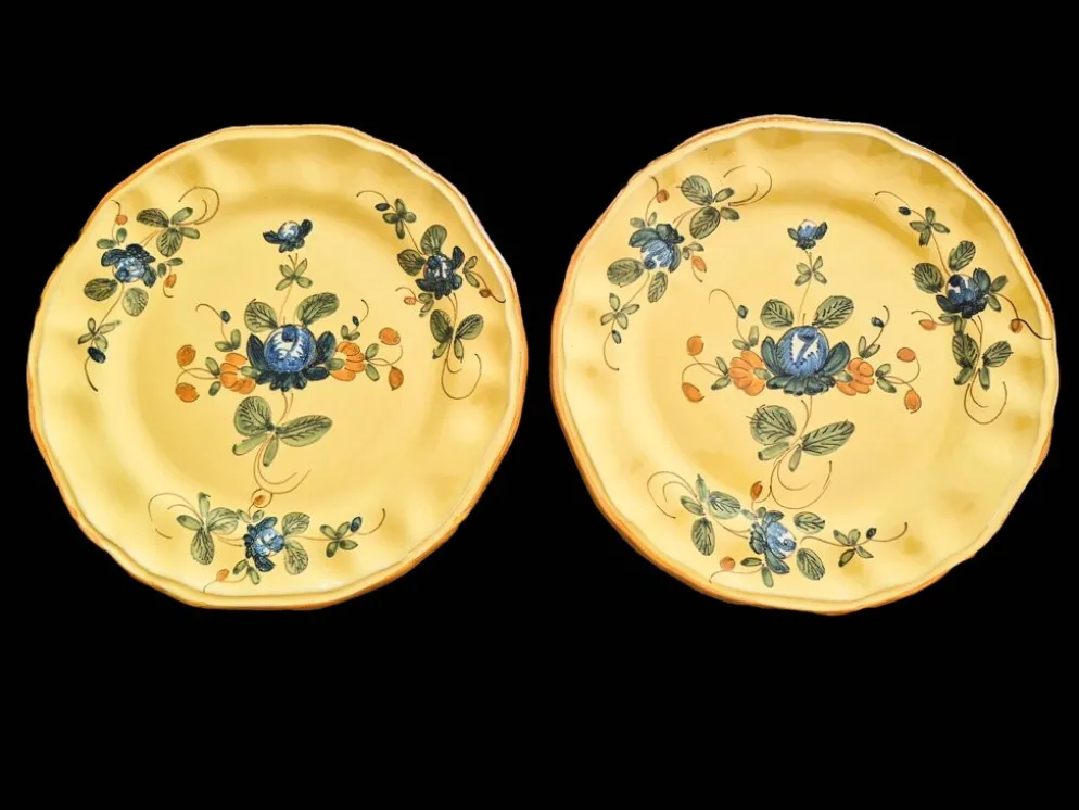 Série de 10 assiettes à dessert vintage Martres-Tolosane Décor Rose Bleue