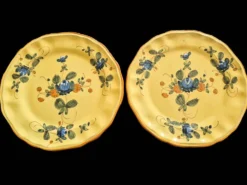 Série de 10 assiettes à dessert vintage Martres-Tolosane Décor Rose Bleue