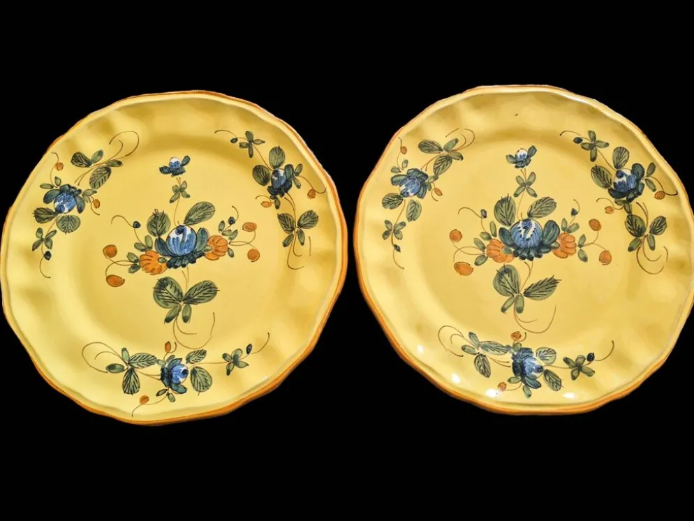 Série de 10 assiettes à dessert vintage Martres-Tolosane Décor Rose Bleue
