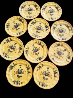 Série de 10 assiettes à dessert vintage Martres-Tolosane Décor Rose Bleue