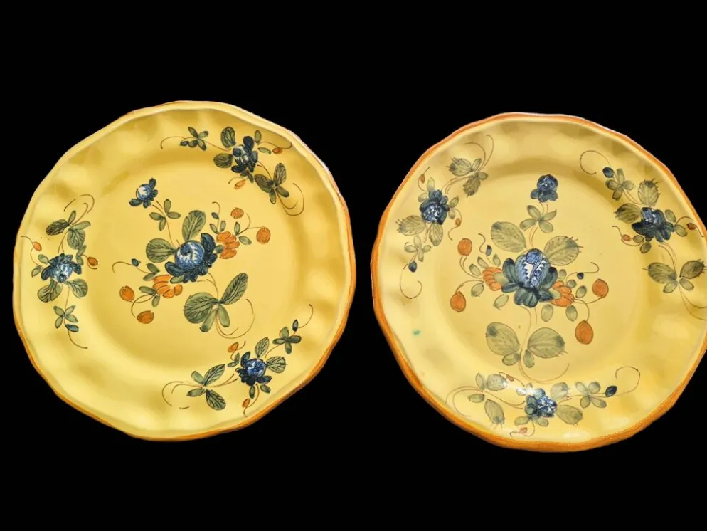 Série de 10 assiettes à dessert vintage Martres-Tolosane Décor Rose Bleue