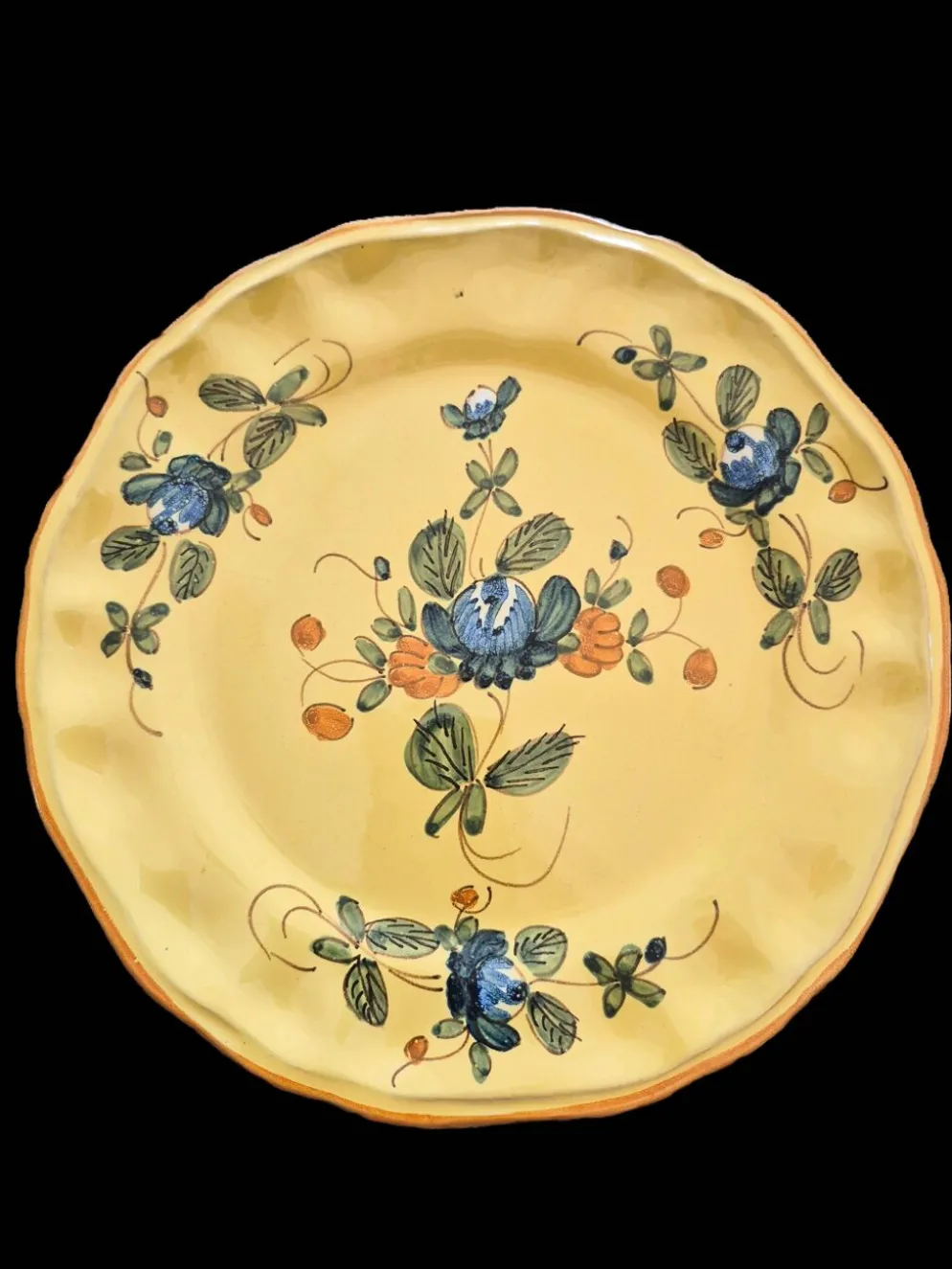 Série de 10 assiettes à dessert vintage Martres-Tolosane Décor Rose Bleue