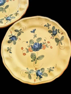 Série de 10 assiettes à dessert vintage Martres-Tolosane Décor Rose Bleue