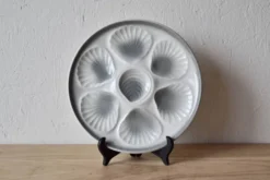 Série de 6 assiettes à huîtres vintage Moulin-des-Loups - Orchies - Décor Grand Feu