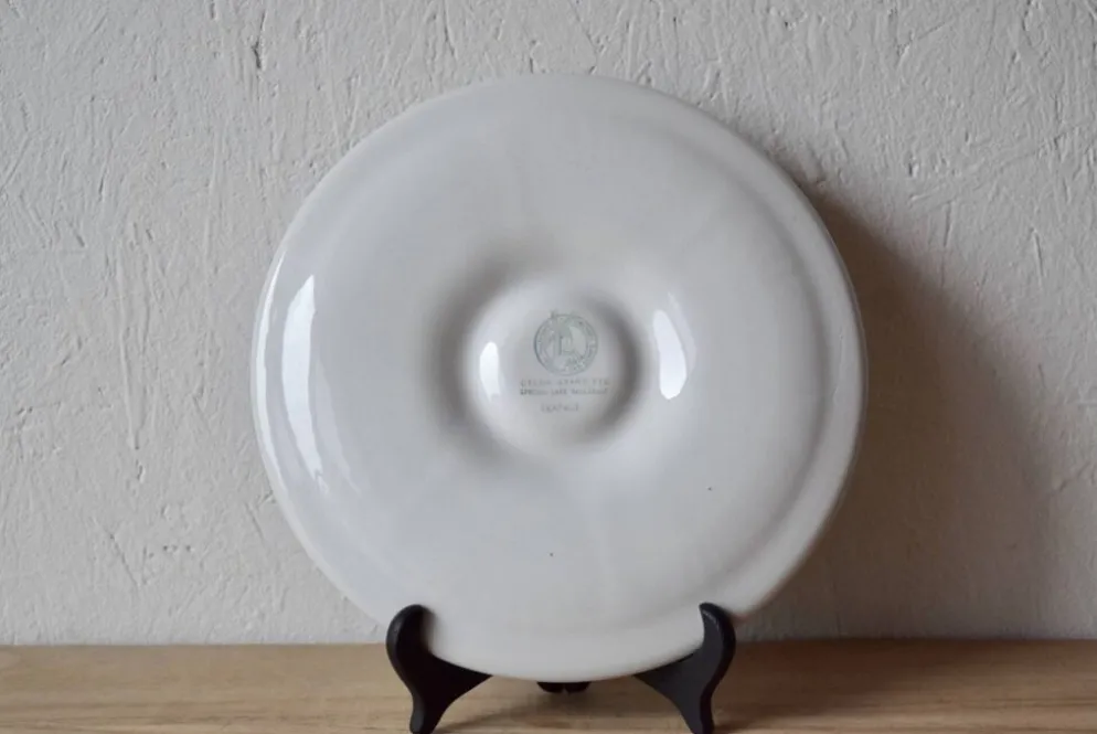 Série de 6 assiettes à huîtres vintage Moulin-des-Loups - Orchies - Décor Grand Feu