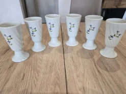 Série de 6 Chopes à Mazagran Vintage Porcelaine MP Tours Bleuets