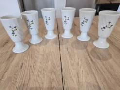 Série de 6 Chopes à Mazagran Vintage Porcelaine MP Tours Bleuets