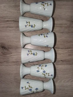 Série de 6 Chopes à Mazagran Vintage Porcelaine MP Tours Bleuets