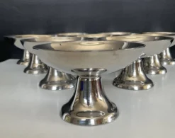 Série de 10 coupe à glaces vintage en inox
