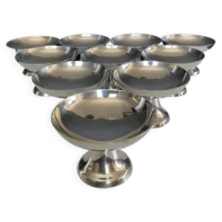 Série de 10 coupe à glaces vintage en inox