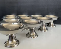 Série de 10 coupe à glaces vintage en inox