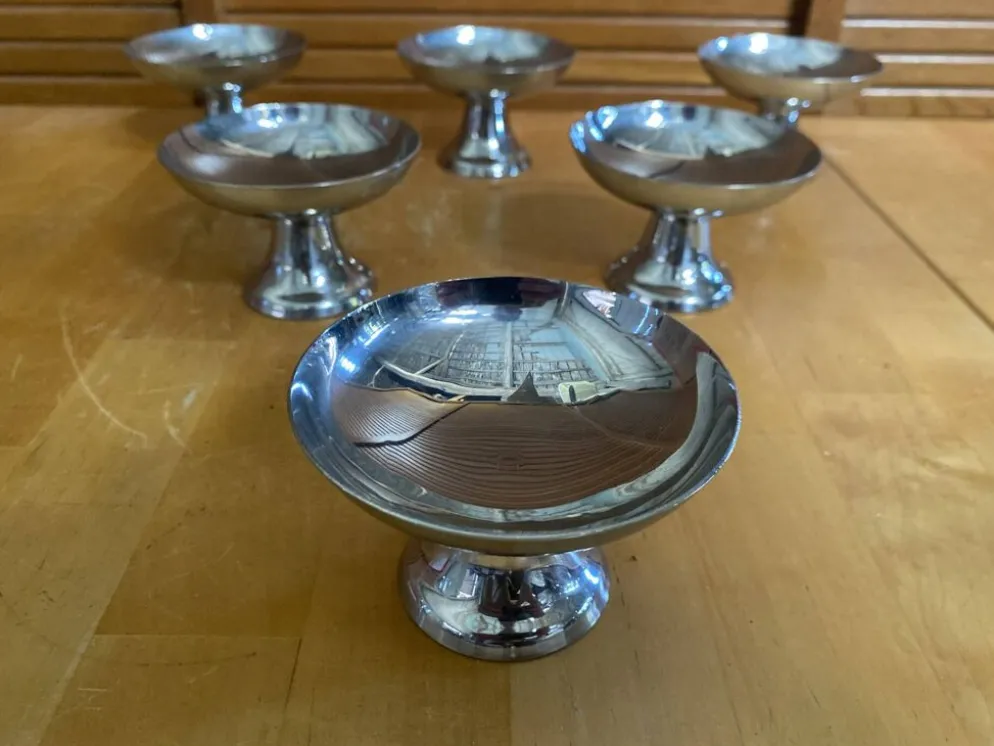 Série de 6 coupes a glace guy degrenne inox design vintage #e408