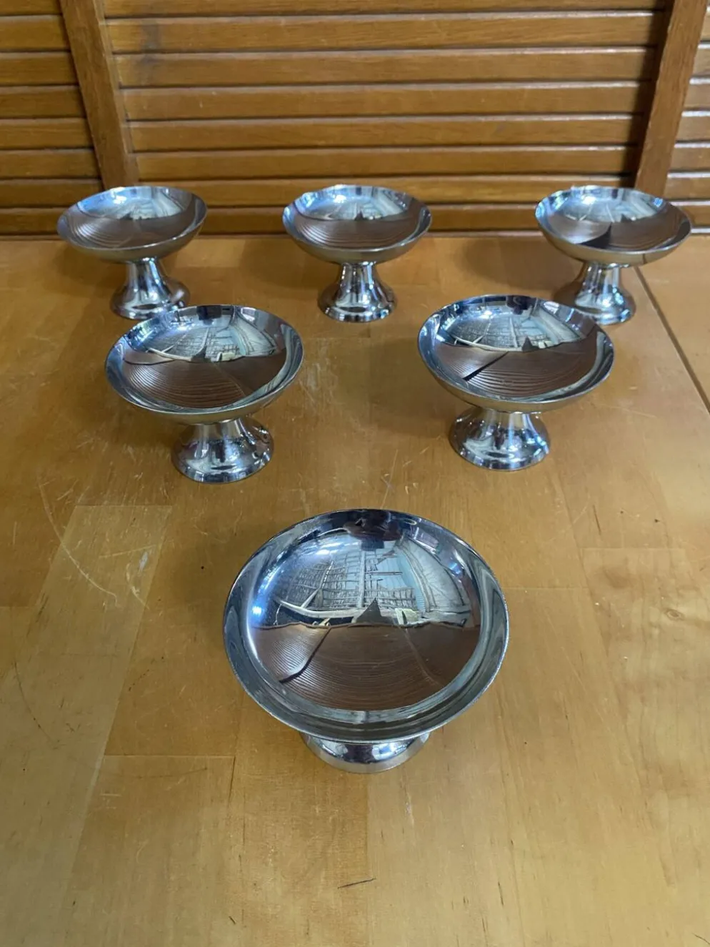 Série de 6 coupes a glace guy degrenne inox design vintage #e408