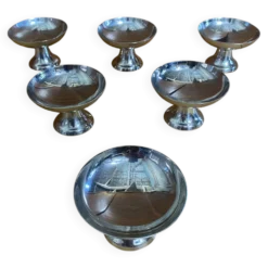 Série de 6 coupes a glace guy degrenne inox design vintage #e408